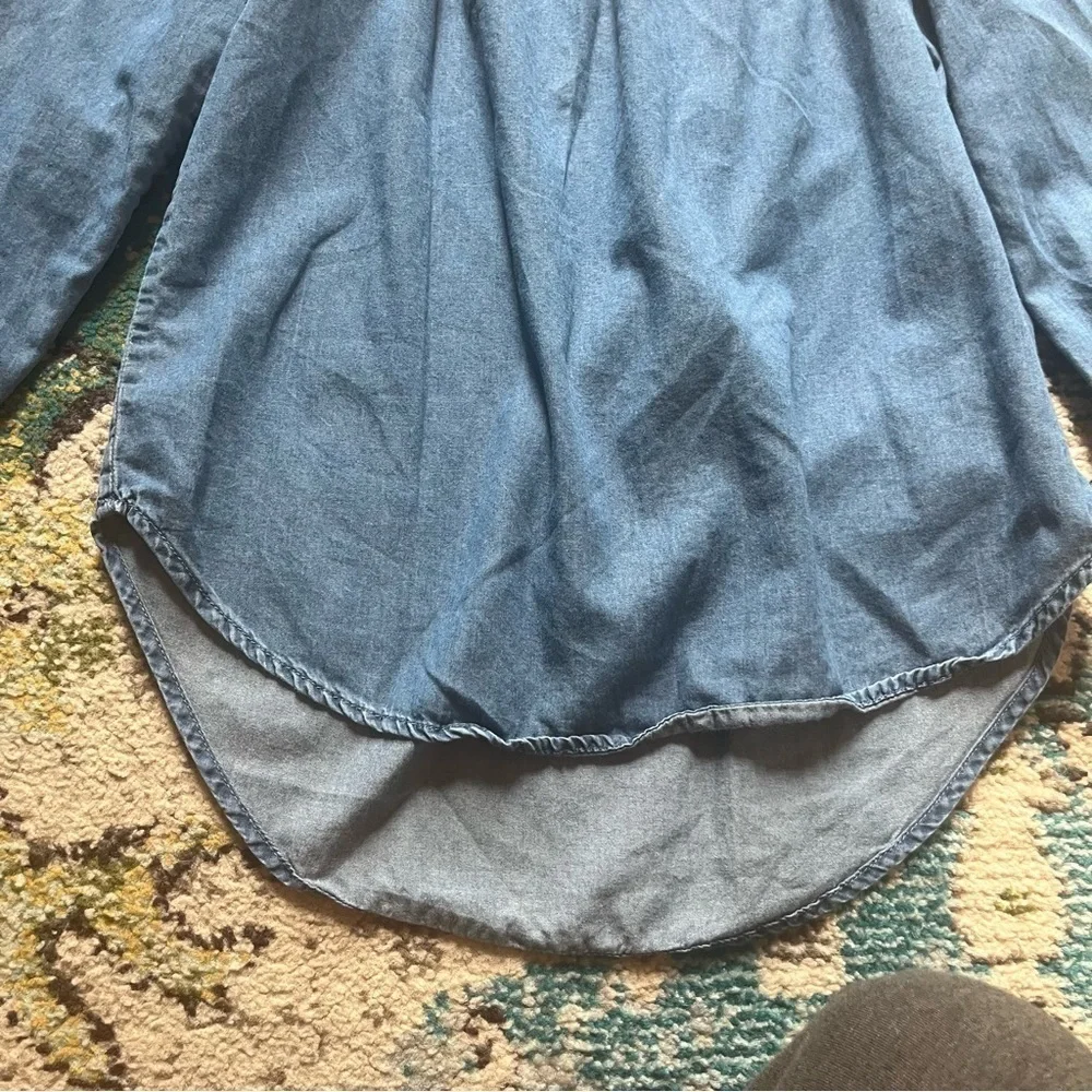 Michael Kors Blue Off Shoulder Smocked Peasant Blouse High Low Hem XS
